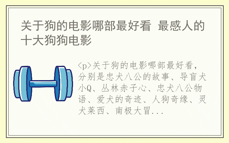 关于狗的电影哪部最好看 最感人的十大狗狗电影