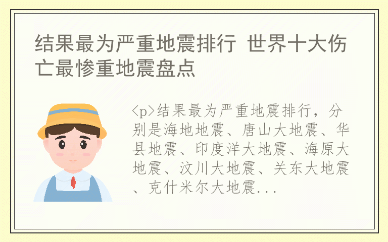 结果最为严重地震排行 世界十大伤亡最惨重地震盘点