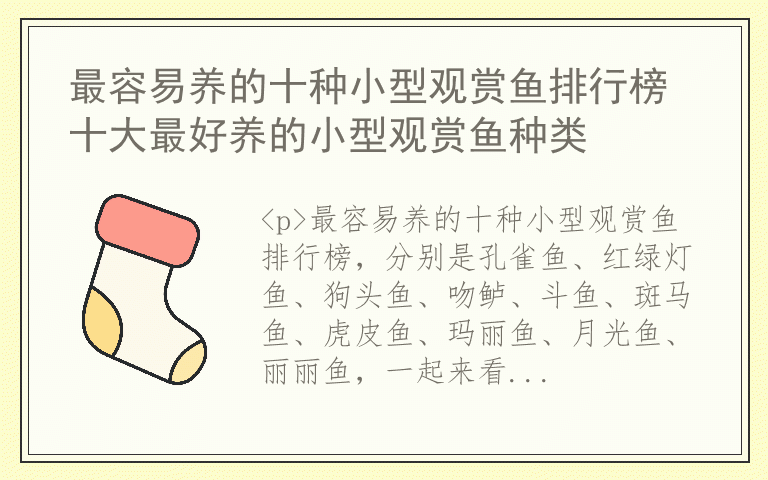 最容易养的十种小型观赏鱼排行榜 十大最好养的小型观赏鱼种类