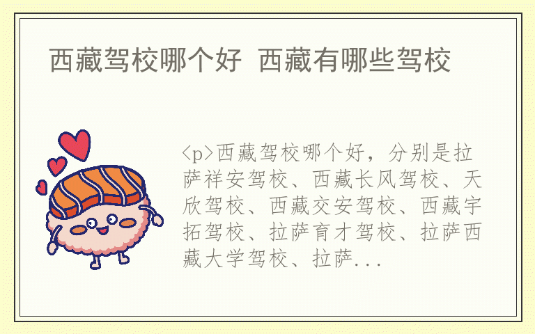 西藏驾校哪个好 西藏有哪些驾校