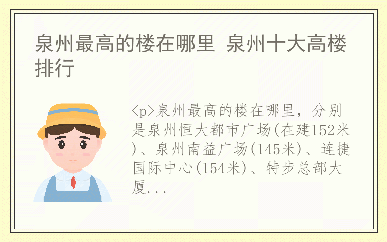 泉州最高的楼在哪里 泉州十大高楼排行