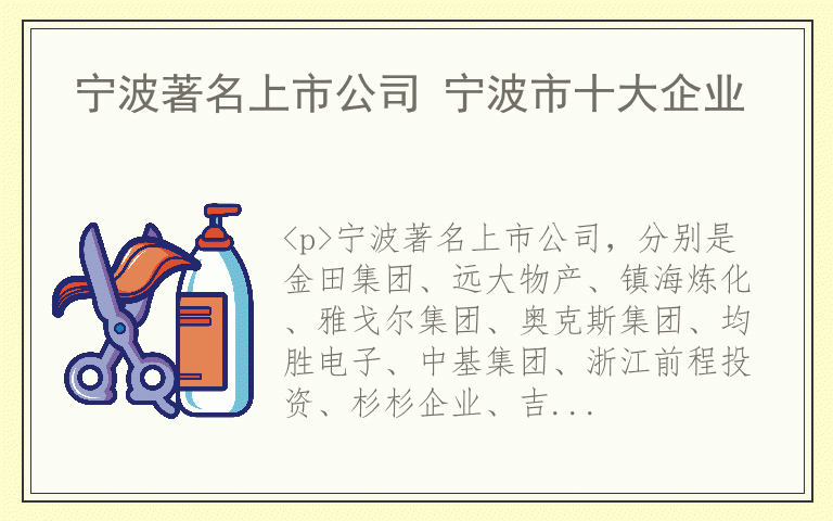 宁波著名上市公司 宁波市十大企业