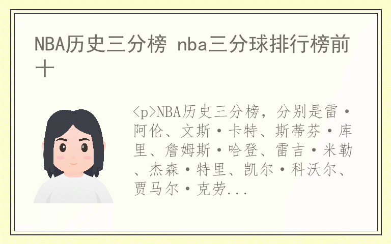 NBA历史三分榜 nba三分球排行榜前十