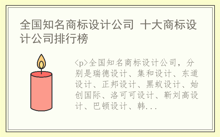 全国知名商标设计公司 十大商标设计公司排行榜