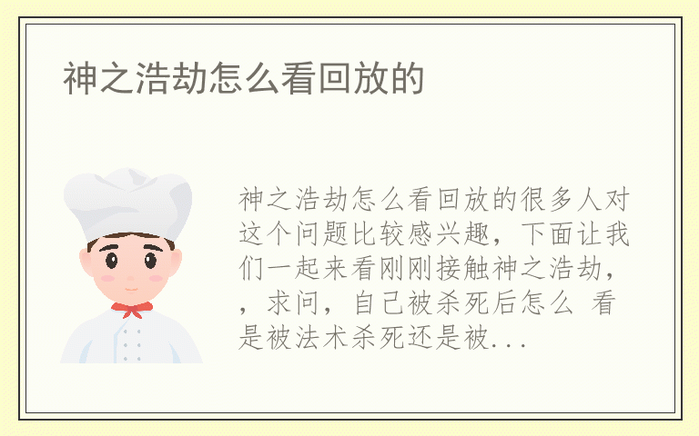 神之浩劫怎么看回放的