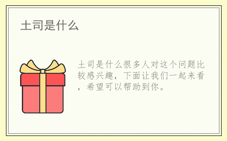 土司是什么