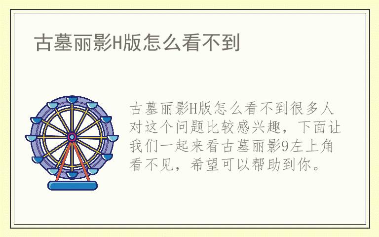 古墓丽影H版怎么看不到