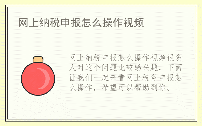 网上纳税申报怎么操作视频