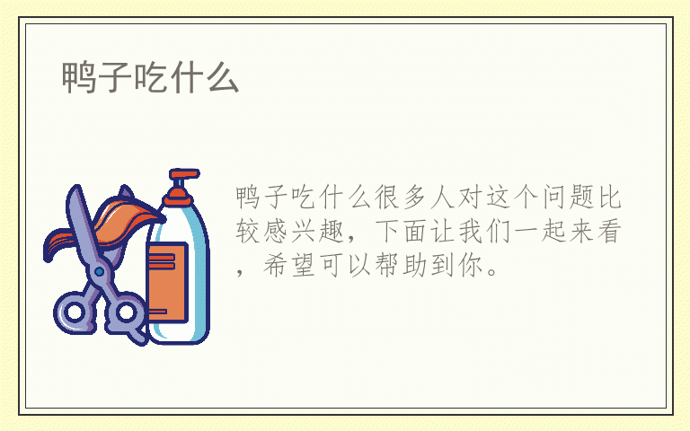 鸭子吃什么