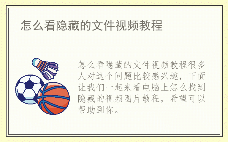 怎么看隐藏的文件视频教程