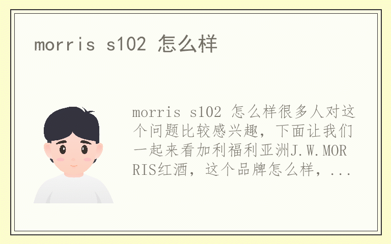 morris s102 怎么样