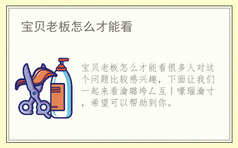 宝贝老板怎么才能看