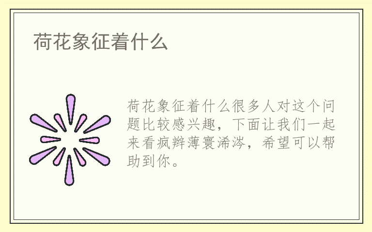 荷花象征着什么