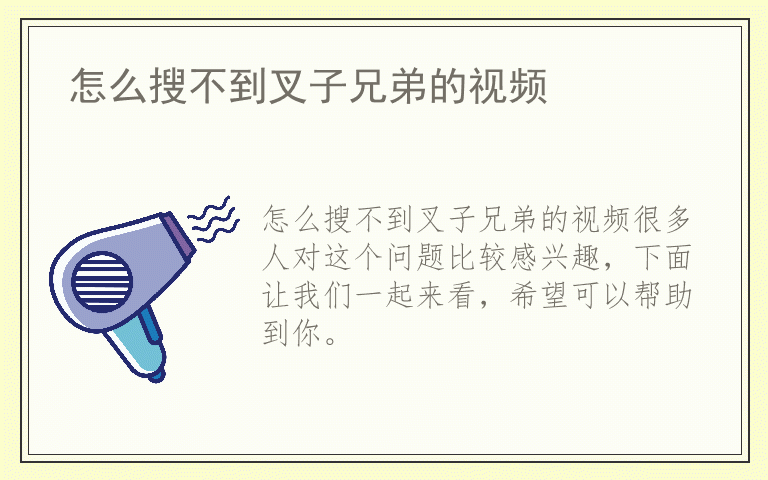 怎么搜不到叉子兄弟的视频