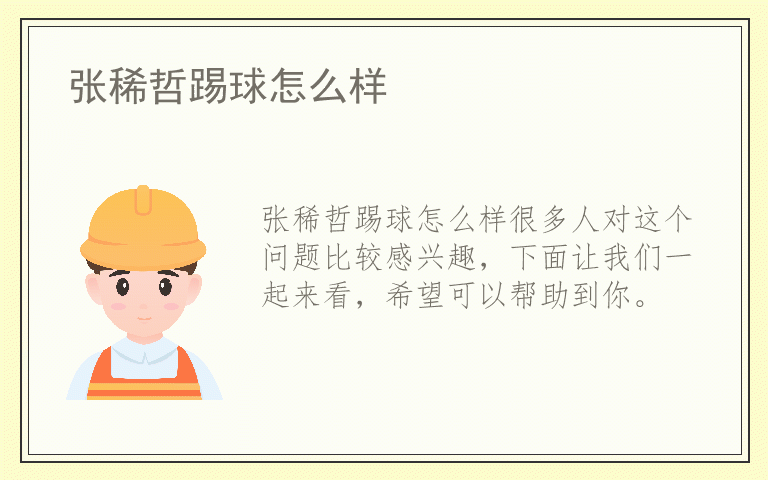 张稀哲踢球怎么样