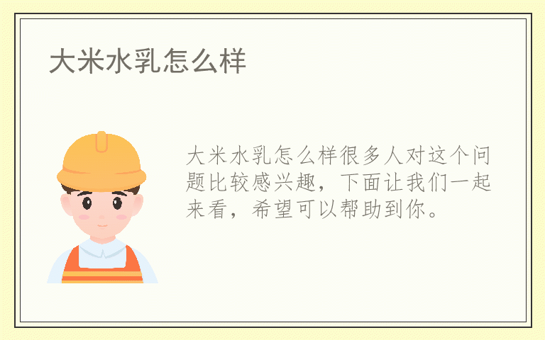 大米水乳怎么样