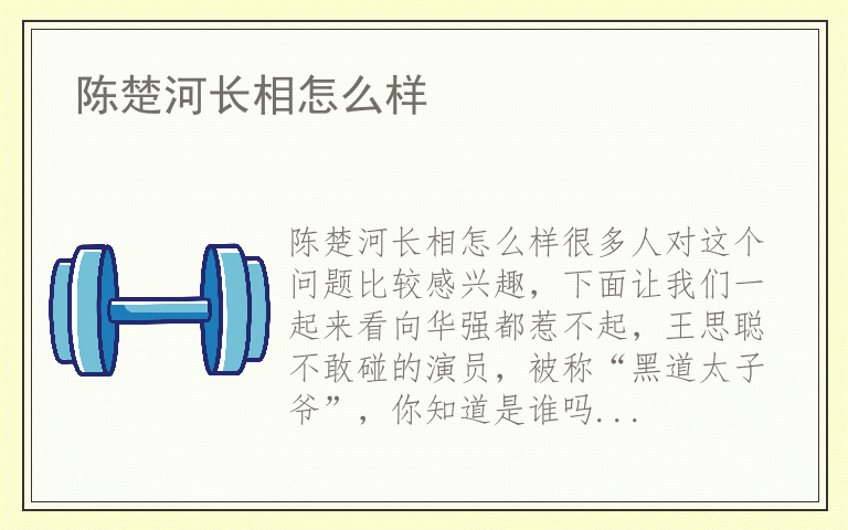 陈楚河长相怎么样