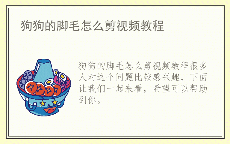 狗狗的脚毛怎么剪视频教程