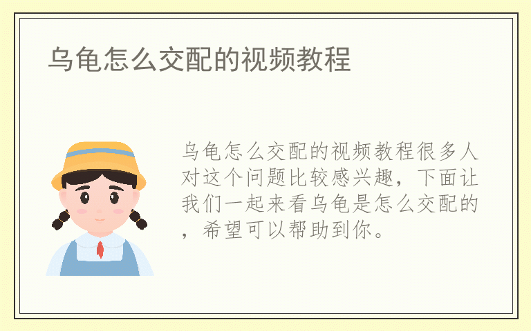 乌龟怎么交配的视频教程