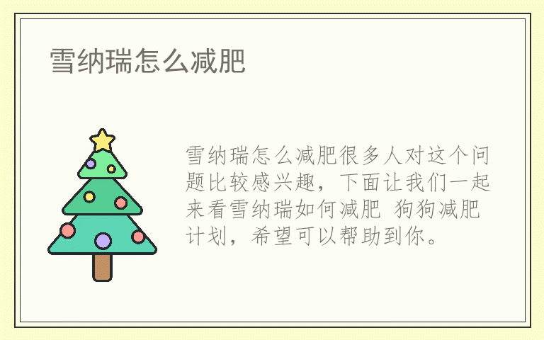 雪纳瑞怎么减肥