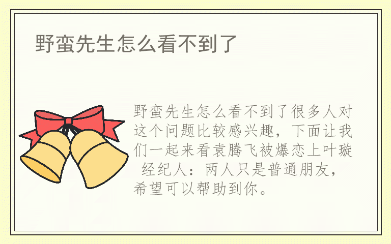 野蛮先生怎么看不到了