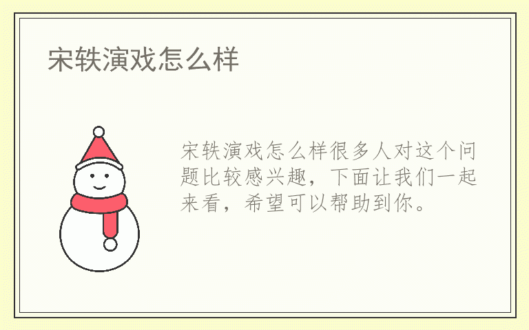 宋轶演戏怎么样