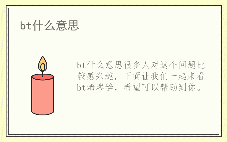 bt什么意思