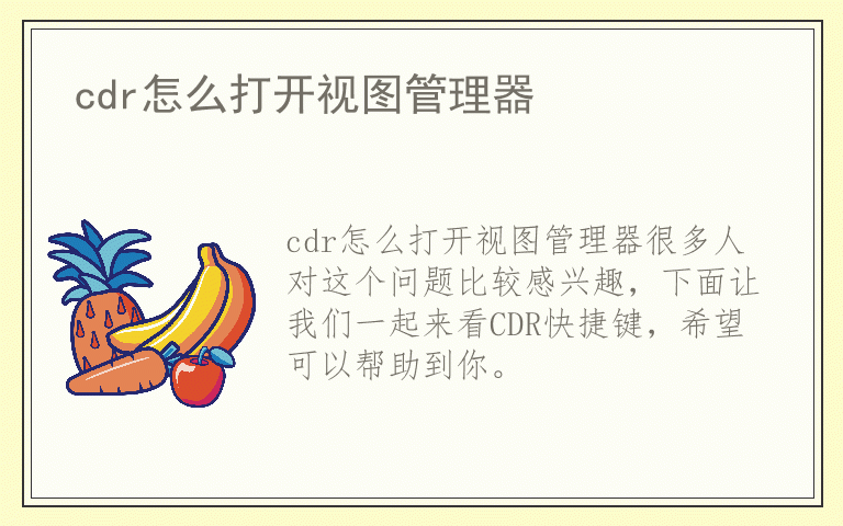 cdr怎么打开视图管理器