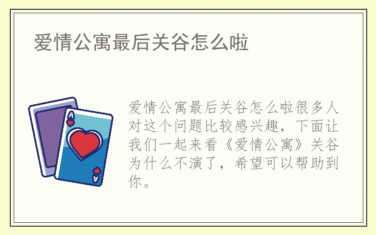 爱情公寓最后关谷怎么啦