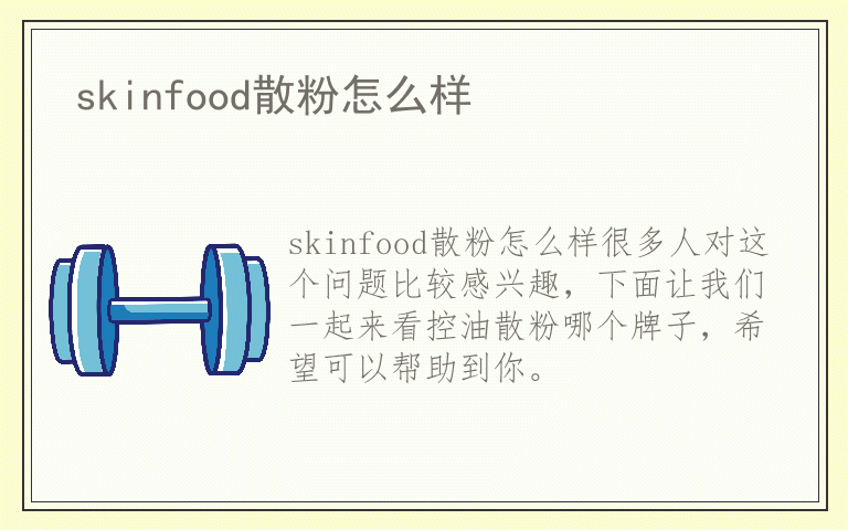 skinfood散粉怎么样