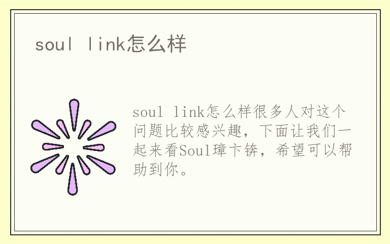 soul link怎么样