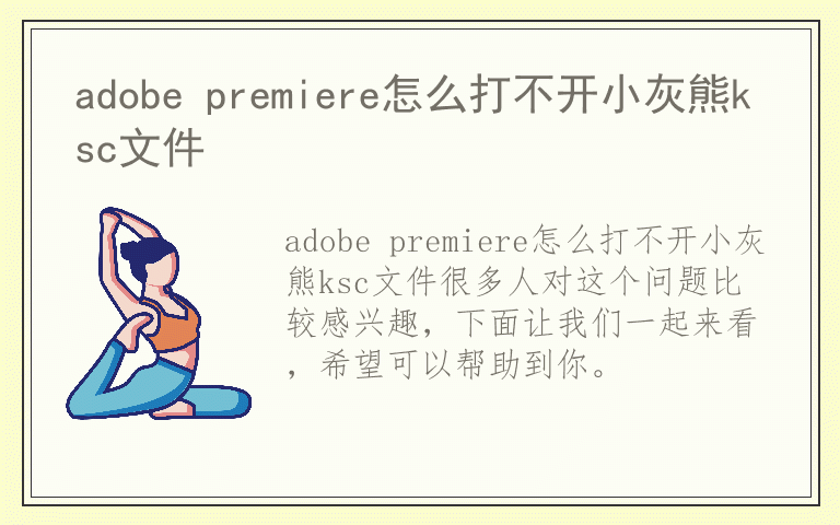 adobe premiere怎么打不开小灰熊ksc文件