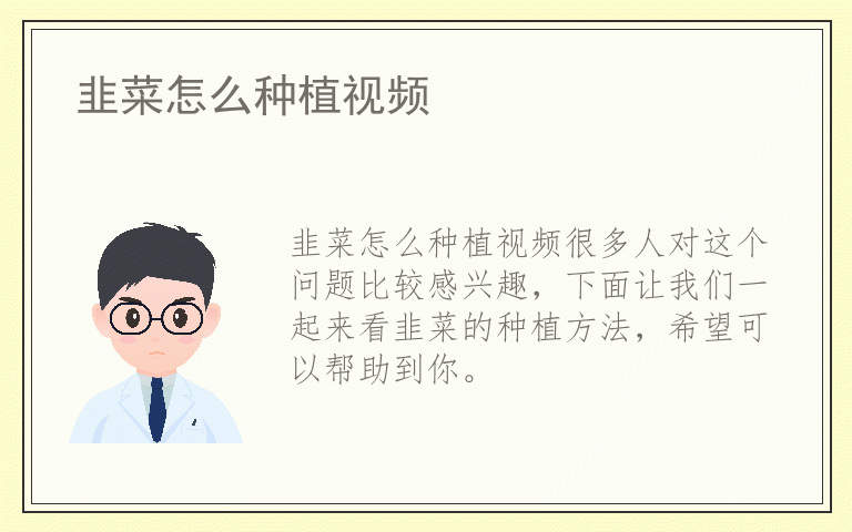 韭菜怎么种植视频