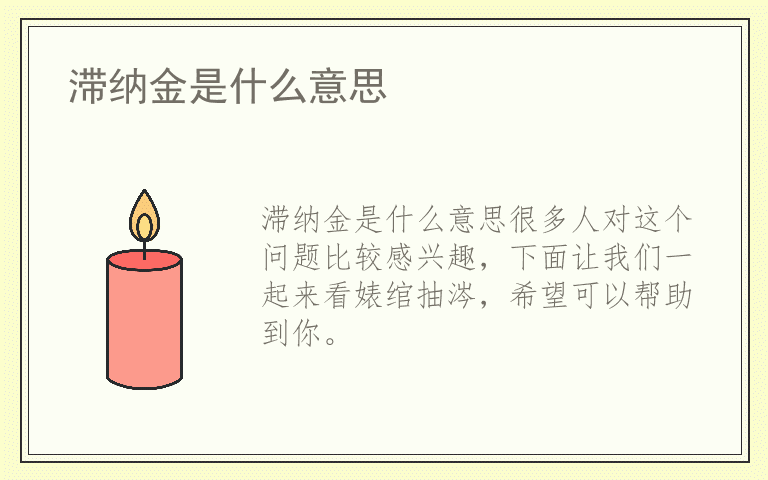 滞纳金是什么意思