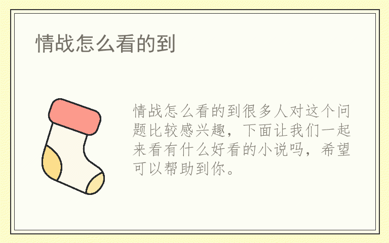 情战怎么看的到