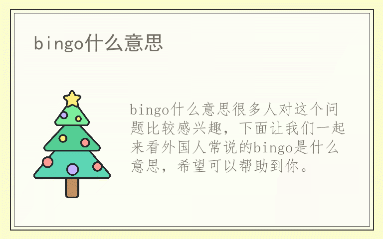 bingo什么意思