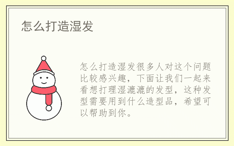 怎么打造湿发