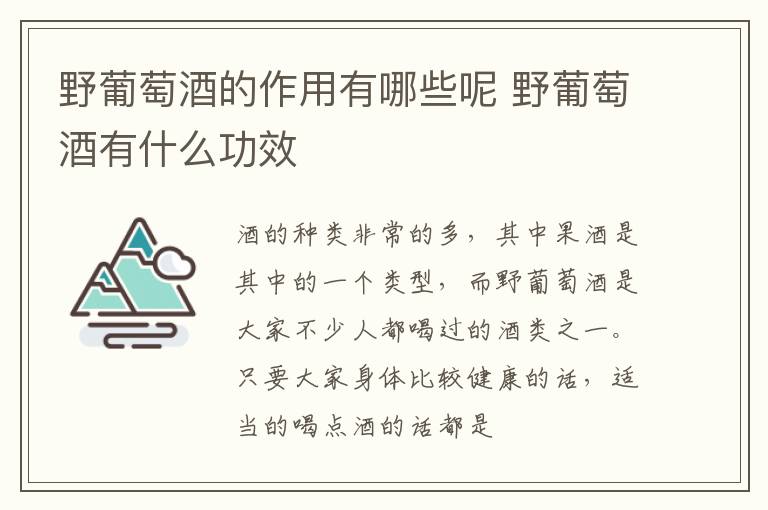 野葡萄酒有什么功效 野葡萄酒的作用有哪些呢