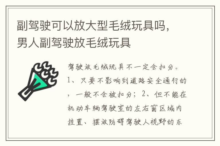 男人副驾驶放毛绒玩具 副驾驶可以放大型毛绒玩具吗