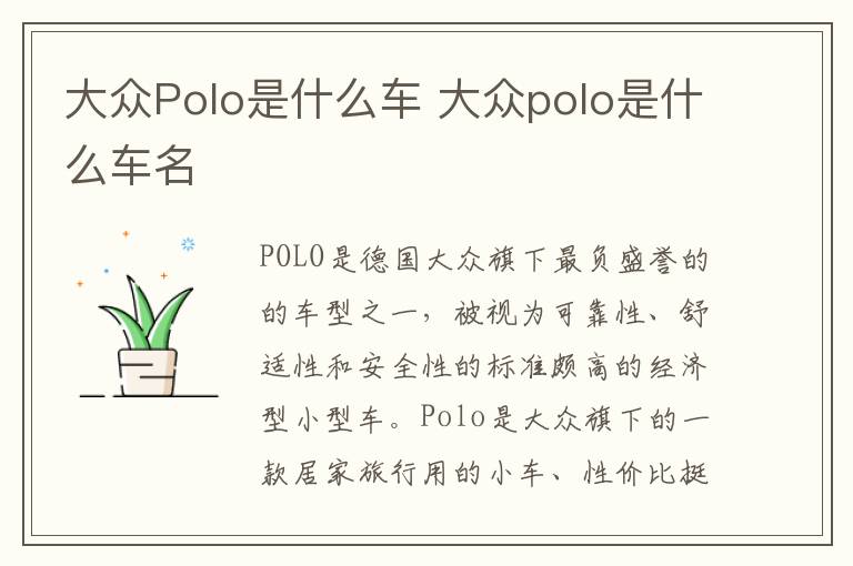 大众polo是什么车名 大众Polo是什么车