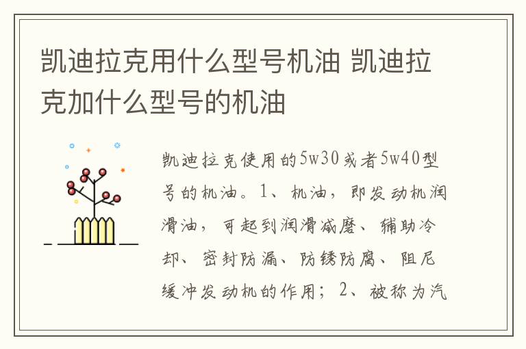 凯迪拉克加什么型号的机油 凯迪拉克用什么型号机油