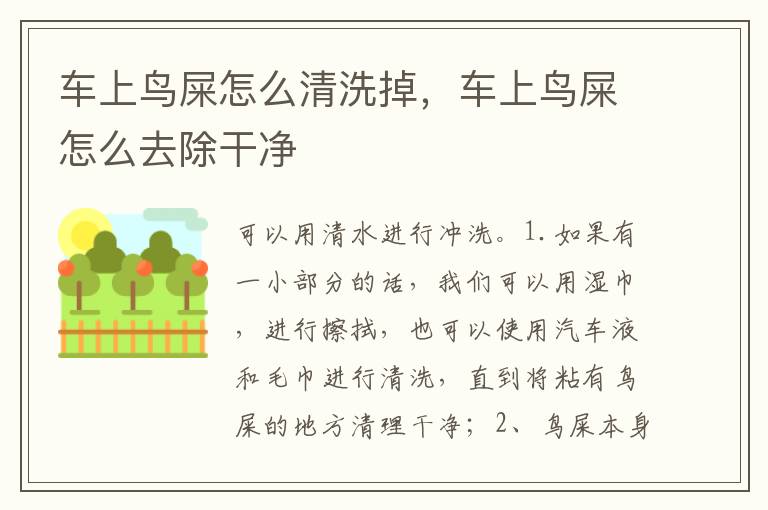 车上鸟屎怎么去除干净 车上鸟屎怎么清洗掉