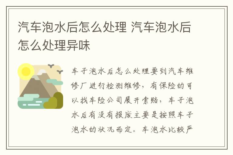 汽车泡水后怎么处理异味 汽车泡水后怎么处理