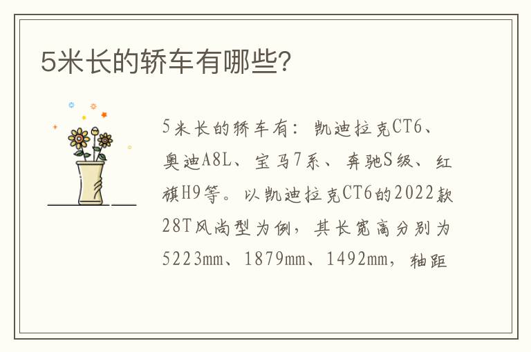 5米长的轿车有哪些 5米长的轿车有哪些