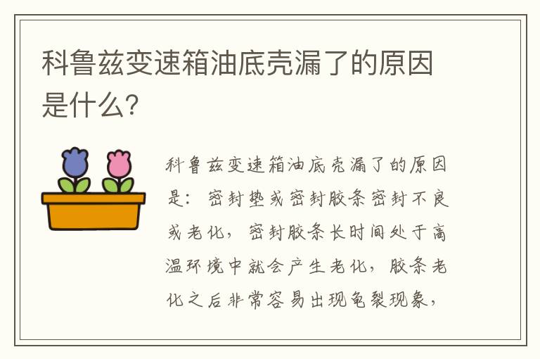 科鲁兹变速箱油底壳漏了的原因是什么 科鲁兹变速箱油底壳漏了的原因是什么