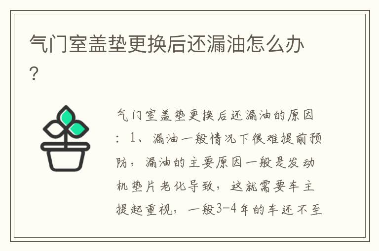 气门室盖垫更换后还漏油怎么办 气门室盖垫更换后还漏油怎么办