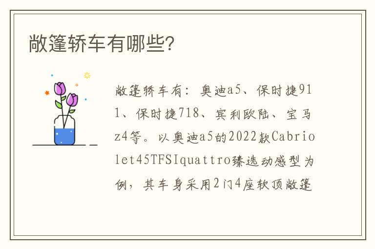 敞篷轿车有哪些 敞篷轿车有哪些