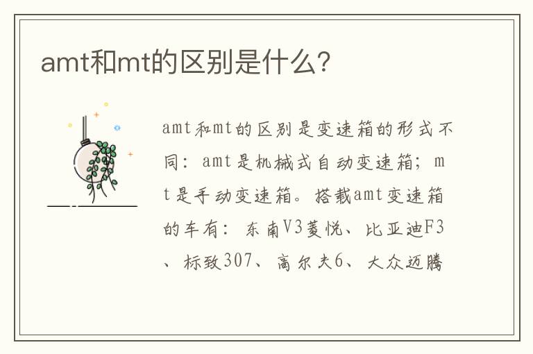 amt和mt的区别是什么 amt和mt的区别是什么