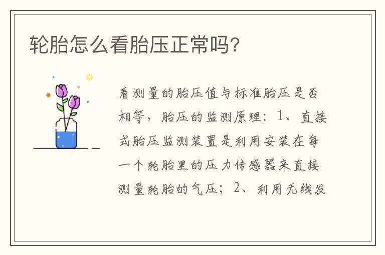 轮胎怎么看胎压正常吗 轮胎怎么看胎压正常吗