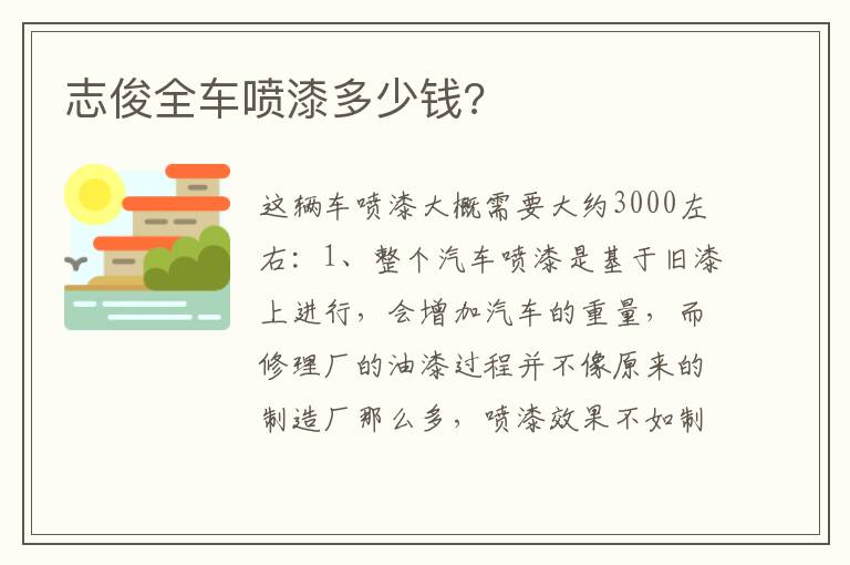 志俊全车喷漆多少钱 志俊全车喷漆多少钱
